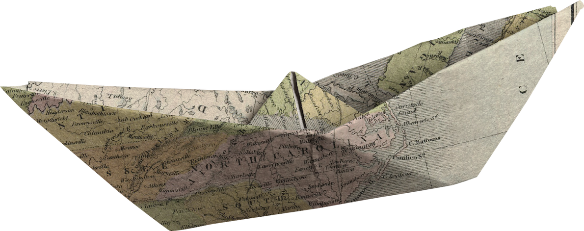 Boat Origami Weathered Map Scrap